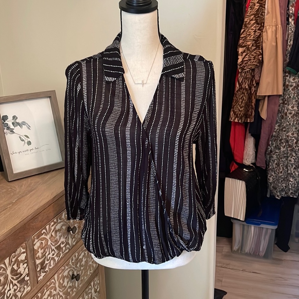 Black top with white stripes